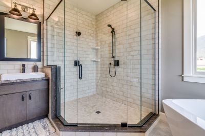 Minimalist Shower Design with Matte Black Fixtures